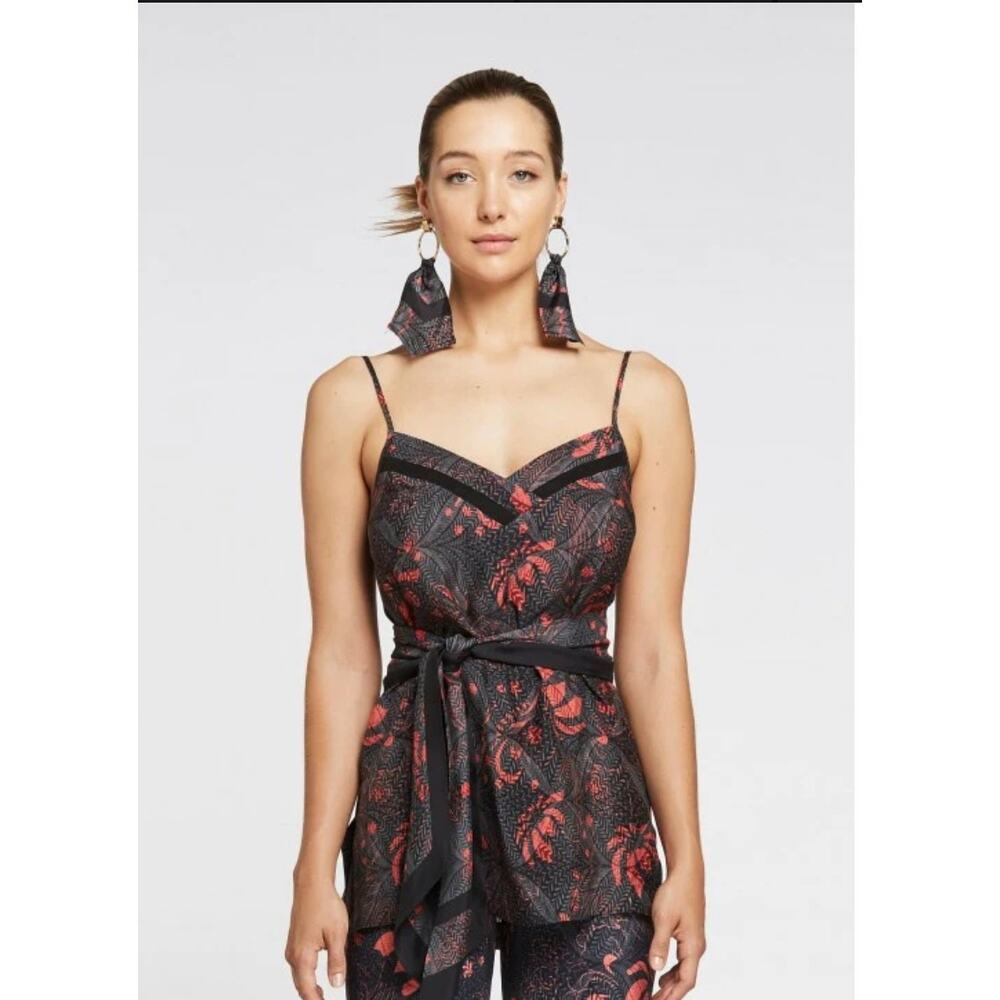 NWT Once/Was OW Jakata Cami w/ Tie Waist Aesop's Garden Cupro Blouse Sz 1 Small